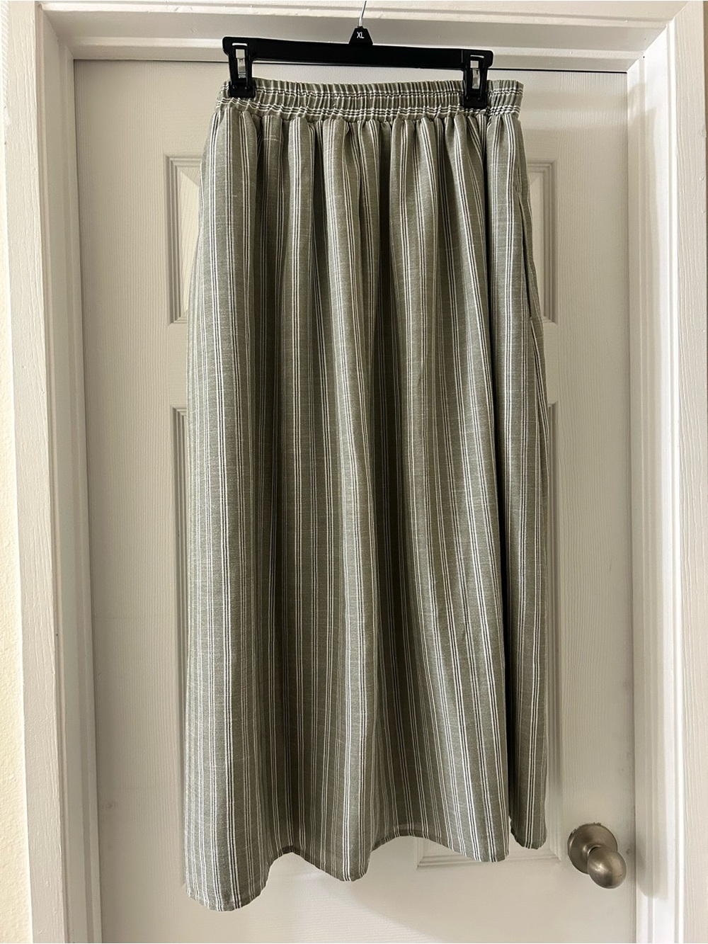 Max Studio Olive Green Striped Maxi Skirt - Picture 2 of 4